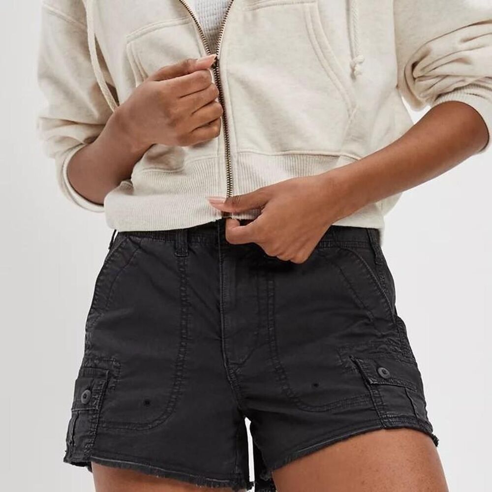 American-eagle Women's Black and Grey Shorts